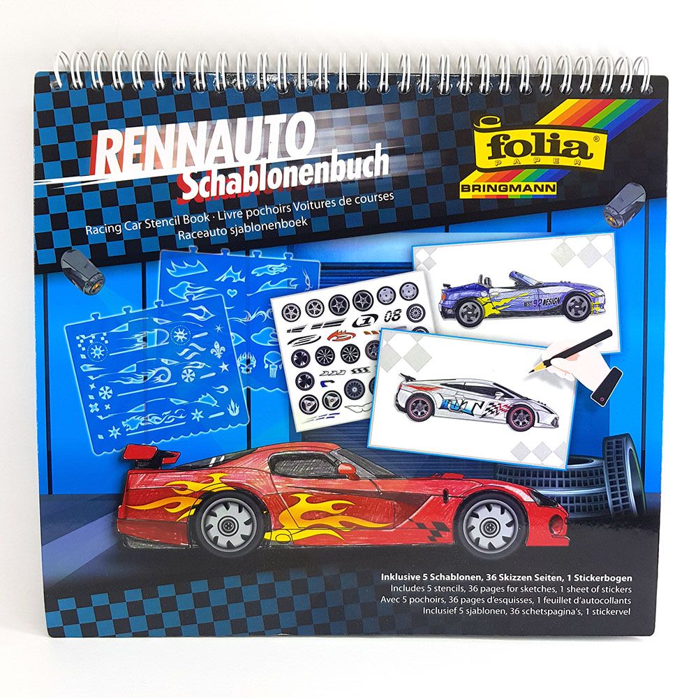 Книжка за рисуване със стикери и шаблони, Състезателни коли