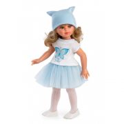 Кукла Сабрина, с бяла тениска с пеперуда и синя пола