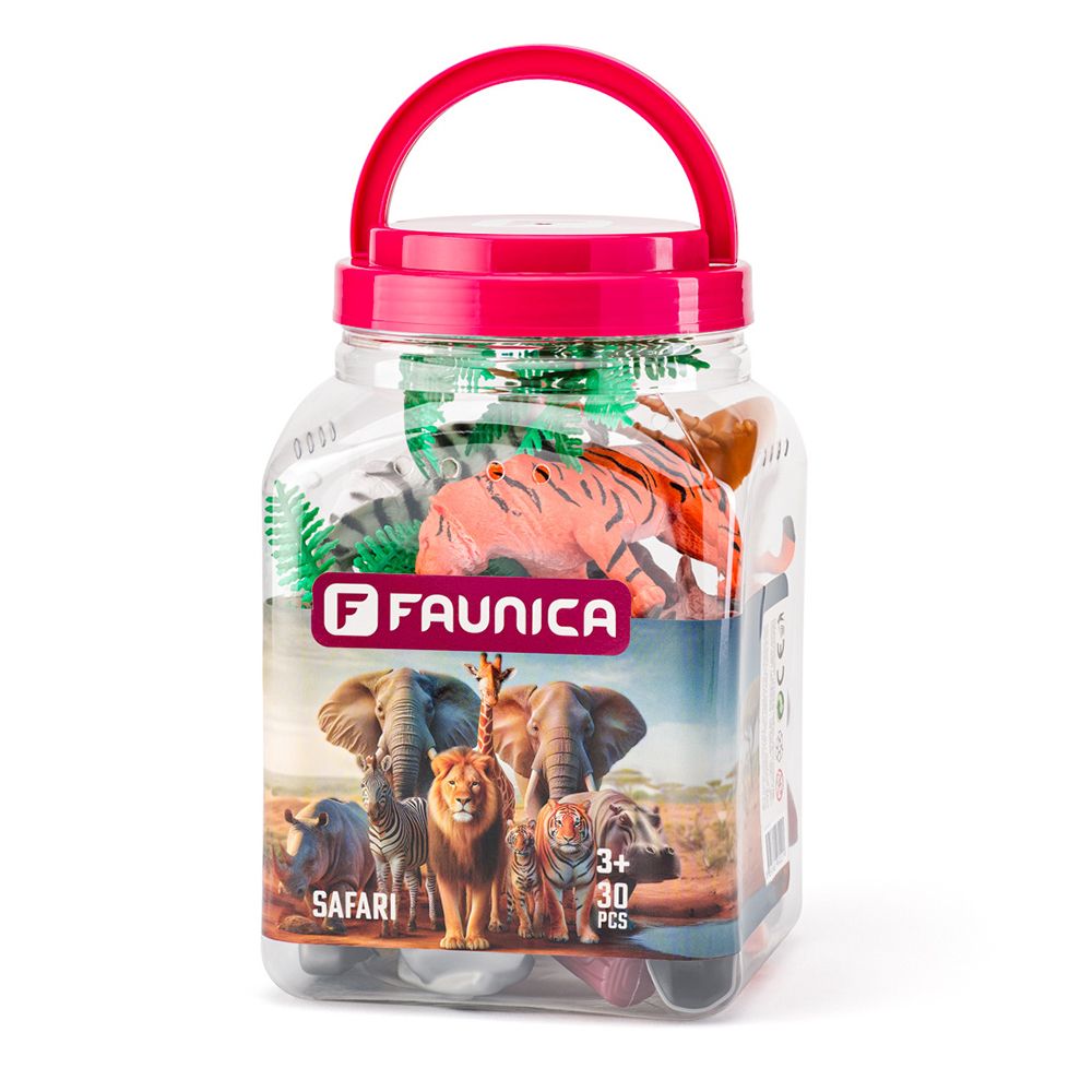 FAUNICA, Диви животни - фигурки за игра в кофа, 30 части