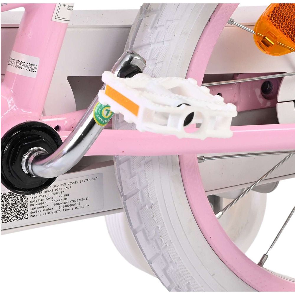 Детски велосипед с помощни колела, Disney Stitch, 14 инча, Момичета