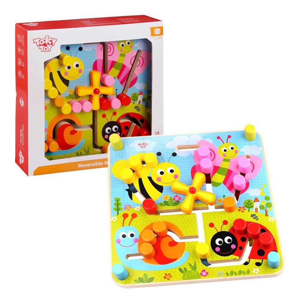 TookyToy, Дървен лабиринт с две лица, Форми, животни и цветове