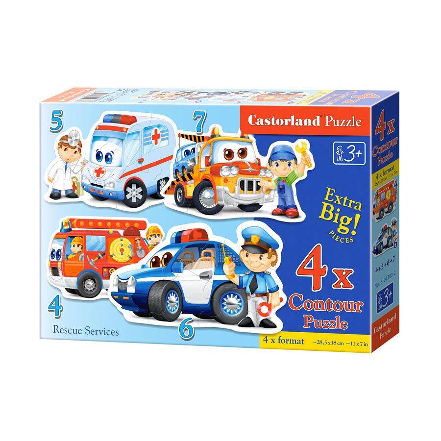 Castorland, Спасителни превозни средства, пъзел с 4, 5, 6 и 7 части