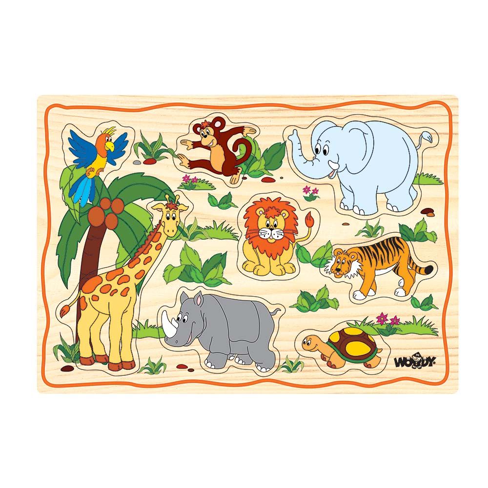 Woodyland, Дървен пъзел с дръжки, Африкански животни