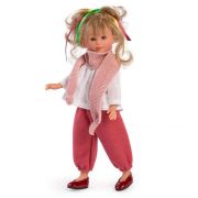 Кукла Силия, с розов шал и плетен панталон, 30 см