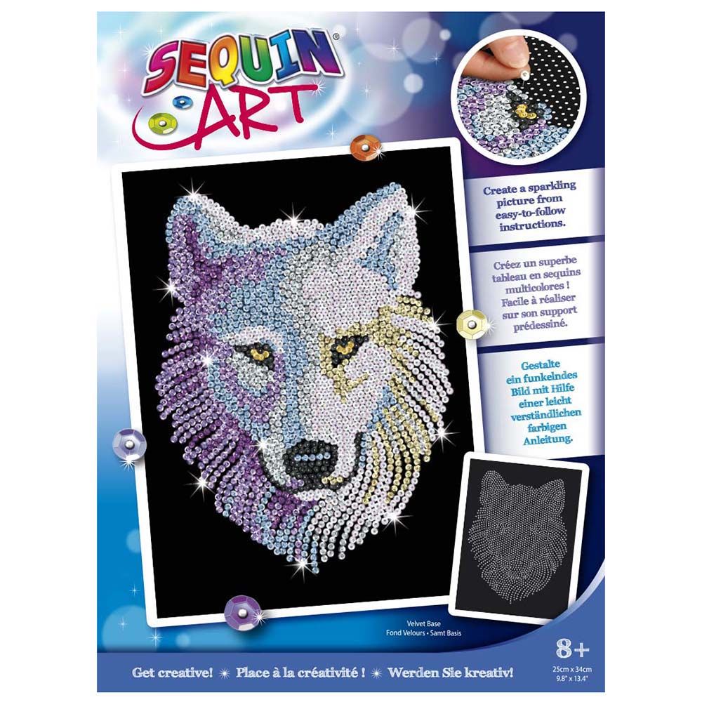 ART BLUE, Изкуство с пайети, Бял вълк, Sequin art