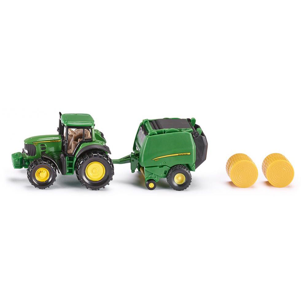 Трактор John Deere с балировачка за кръгли бали