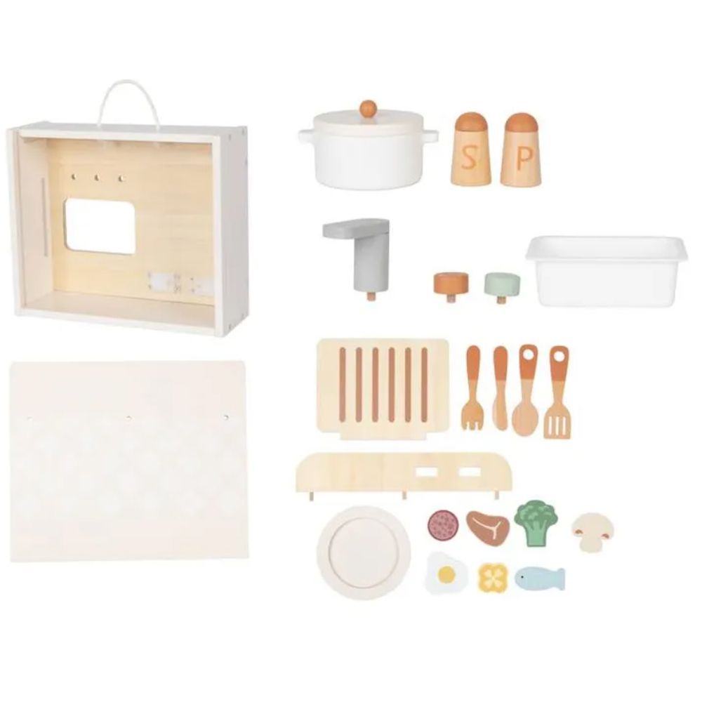 Дървена настолна детска кухня с аксесоари
