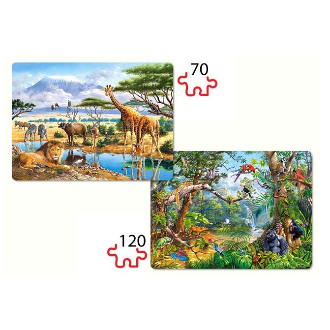 Савана и джунгла, два пъзела от 70 и 120 части