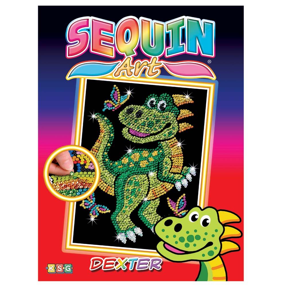 Sequin art, Изкуство с пайети - голям размер, Динозавър