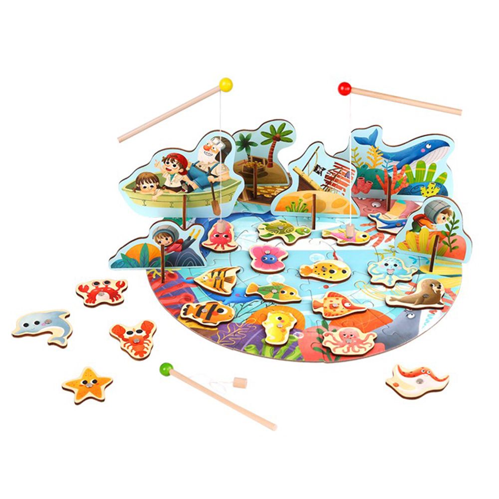 TookyToy, Дървен риболов, Голям, с три въдички