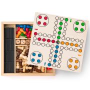 Комплект магнитни игри - шах, дама, домино, не се сърди човече и 6 зарчета