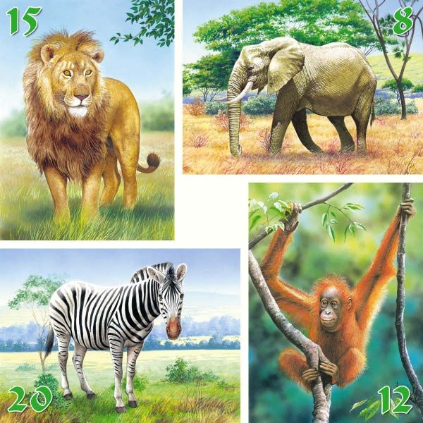 Castorland, Диви животни, пъзел 8, 12, 15 и 20 части