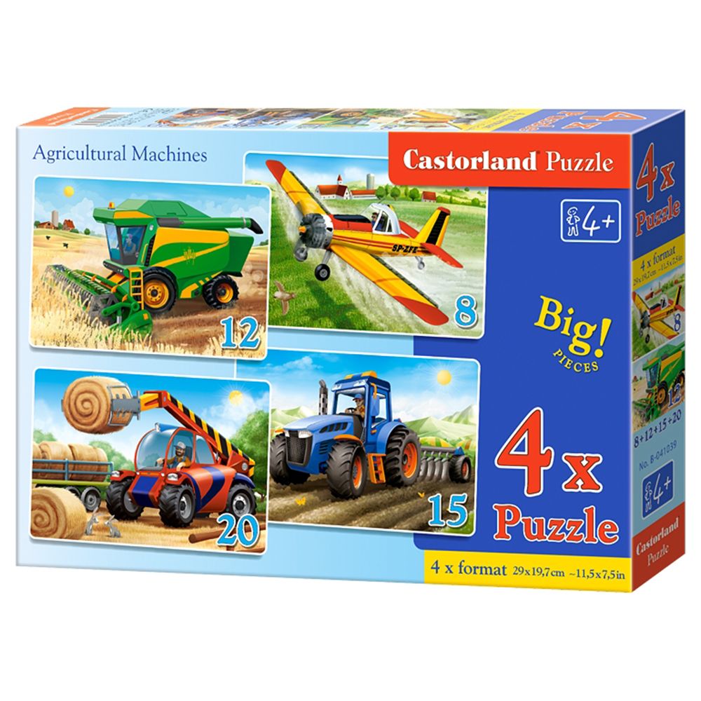 Castorland, Земеделски машини, пъзел с 8, 12, 15 и 20 елемента