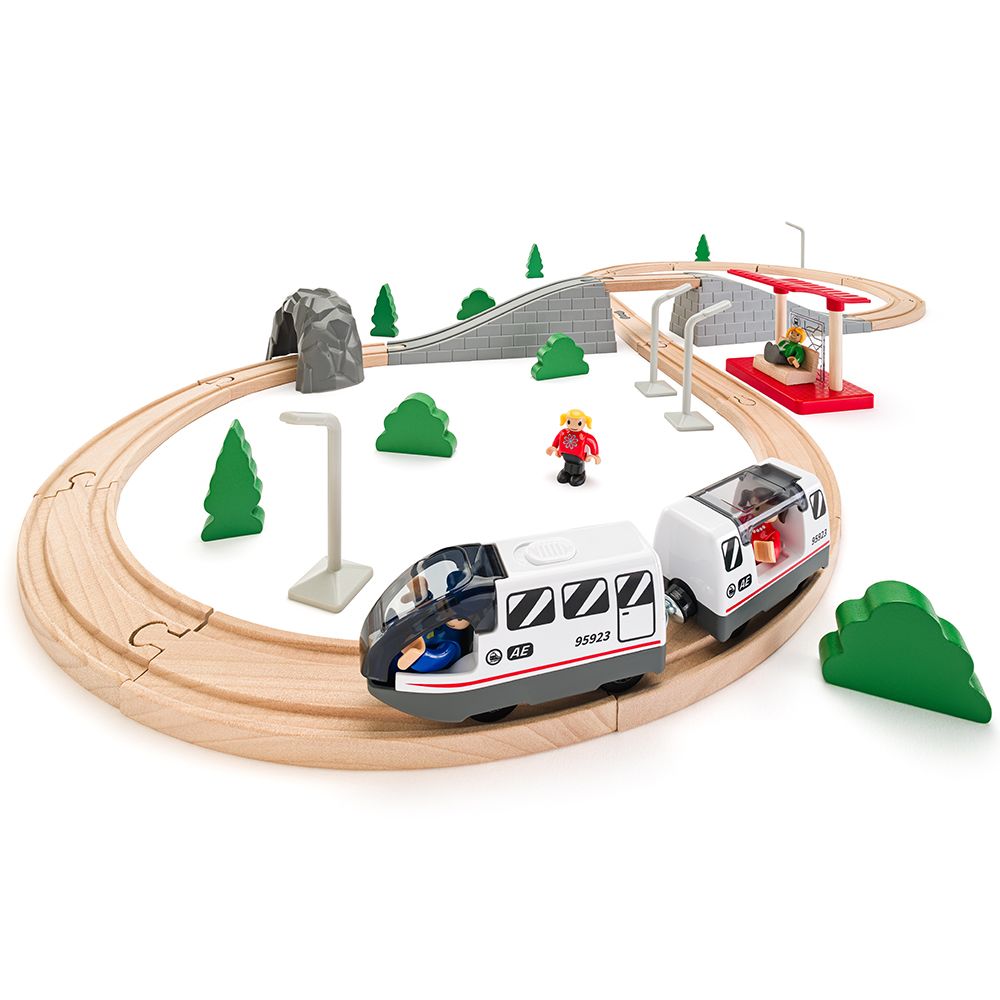 Woodyland, Дървено влакче с релси и локомотив с батерия, 45 части