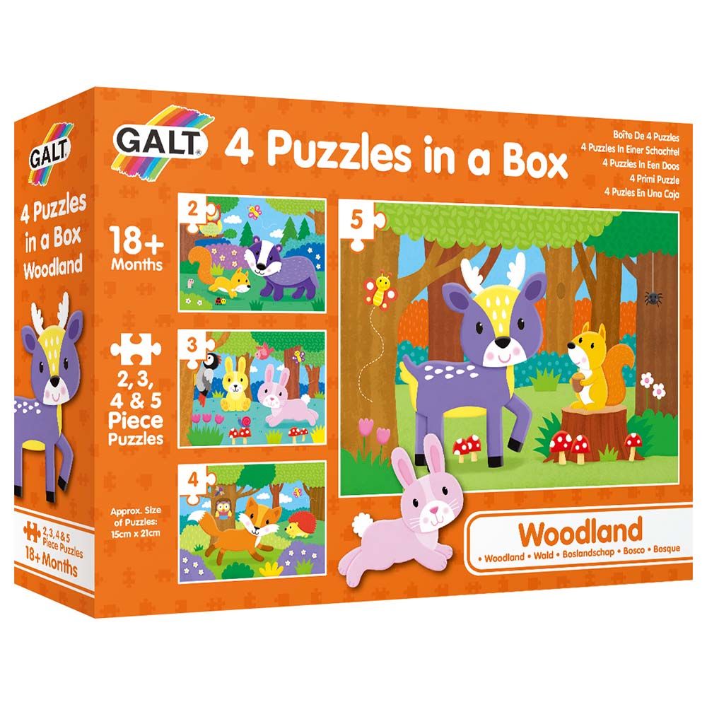 Galt Toys, 4 пъзела в кутия за най-малките, Горски свят