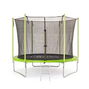 Детски батут с предпазна мрежа и стълба, 306 см