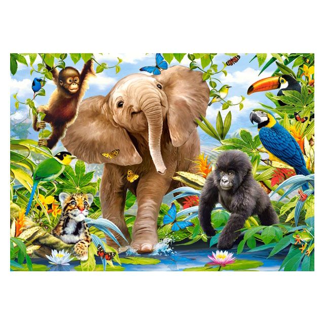Бебета животни в джунглата, пъзел 35 части