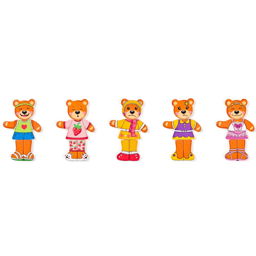 Дървен пъзел, Облечи мечетата, 54 елемента