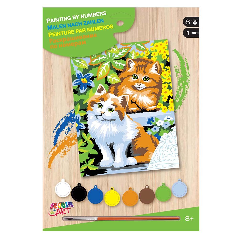 Sequin art, Рисуване по номера с акрилни бои, Котки