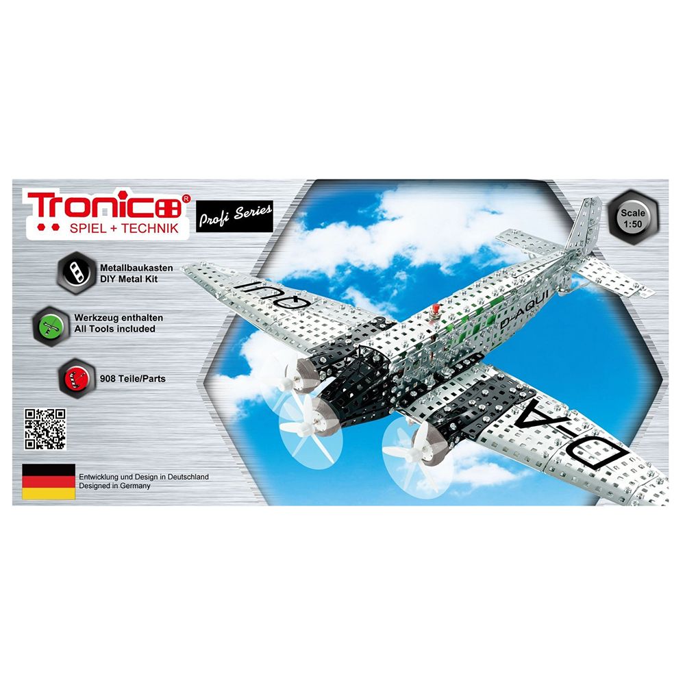 Profi Serie, Метален конструктор с батерии, Самолет JUNKERS JU52, Tronico