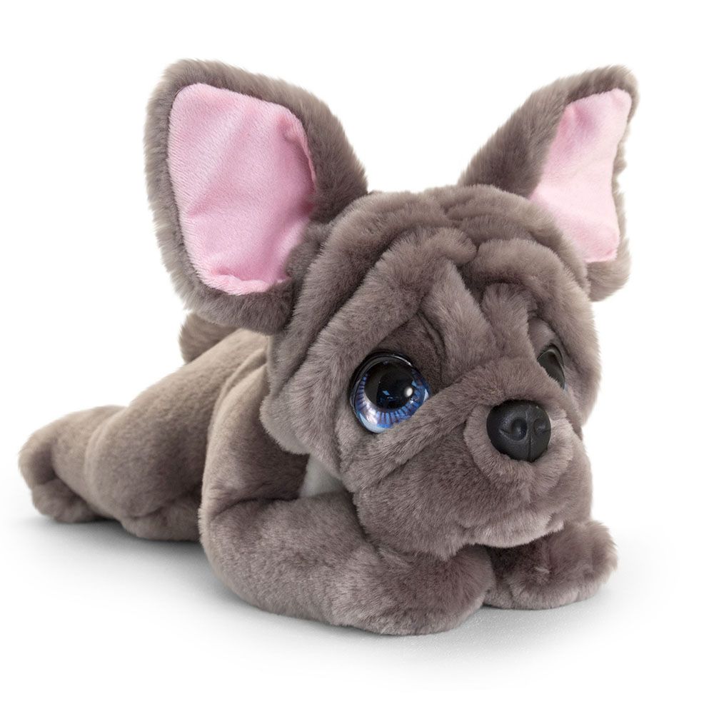 Keel Toys, Плюшено легнало куче, Френски булдог, 32 см