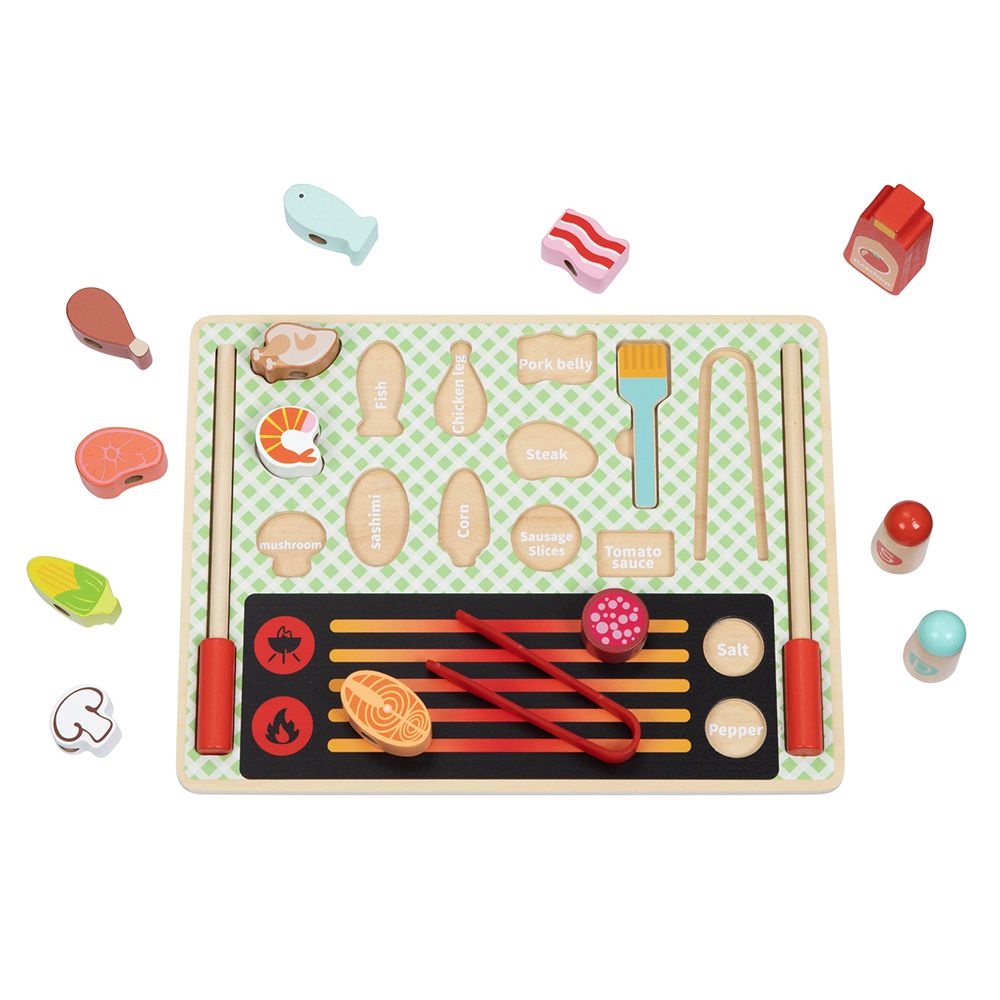 Барбекю, дървена игра с аксесоари