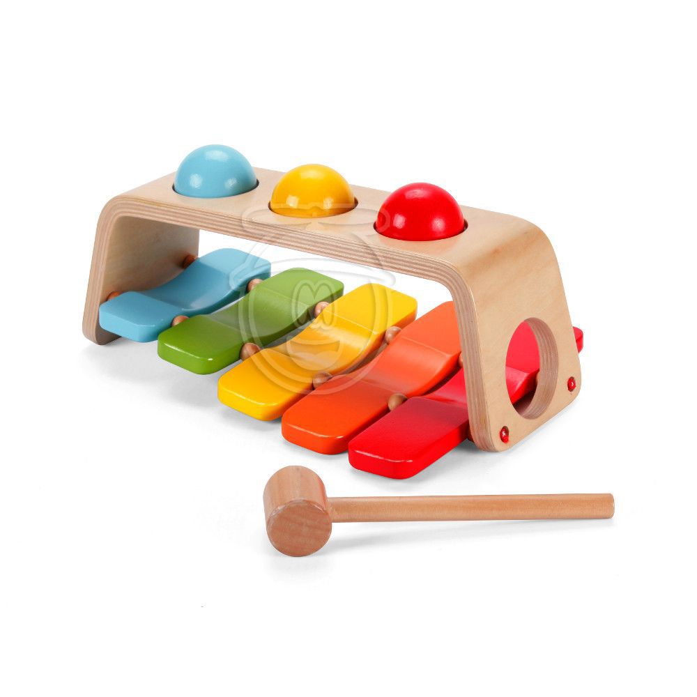 дървена играчка, Дървена играчка 2 в 1, Ксилофон с Чукче, Classic world