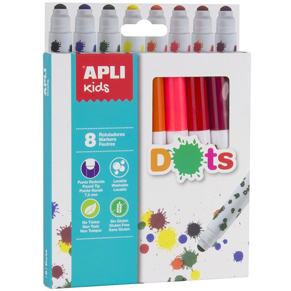 Apli kids, Флумастри за точки, изпиращи се, 8 цвята