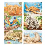 Мини дървен пъзел, Животните от джунглата, 24 части, асортимент