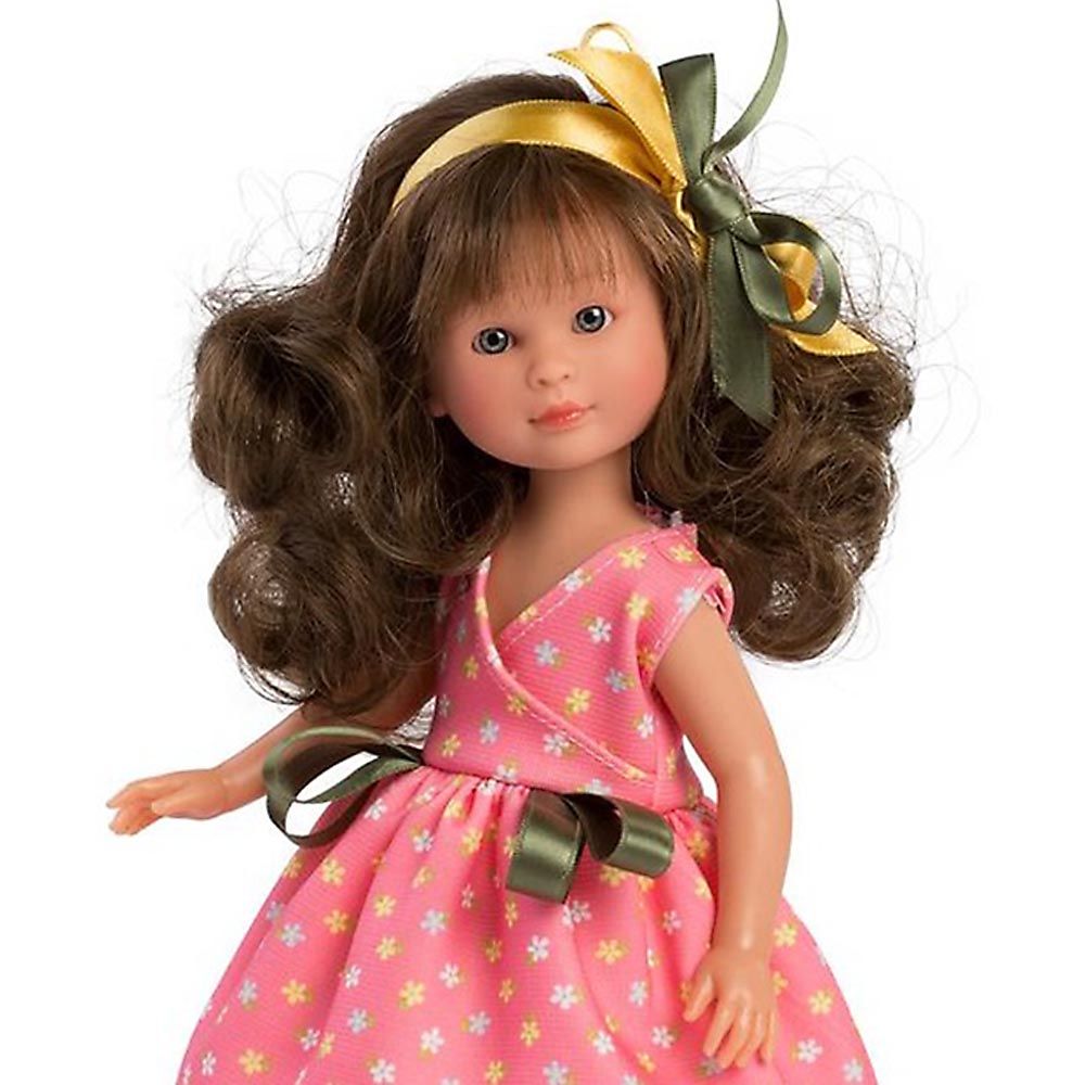 Кукла Силия, с коралова рокля на цветя, 30 см