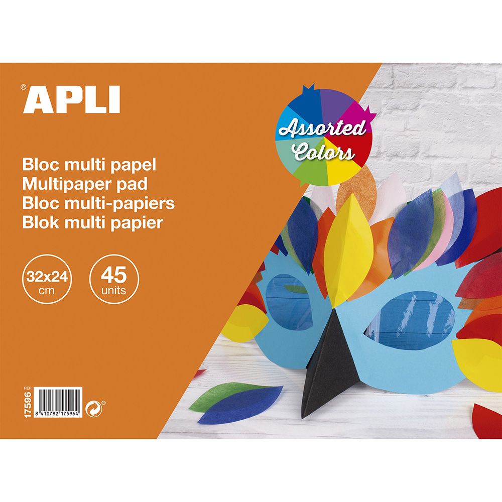 Apli kids, Блокче с цветни листа, асорти, 45 броя