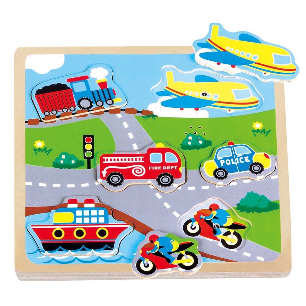 Lelin Toys, Дървен музикален пъзел, Превозни средства