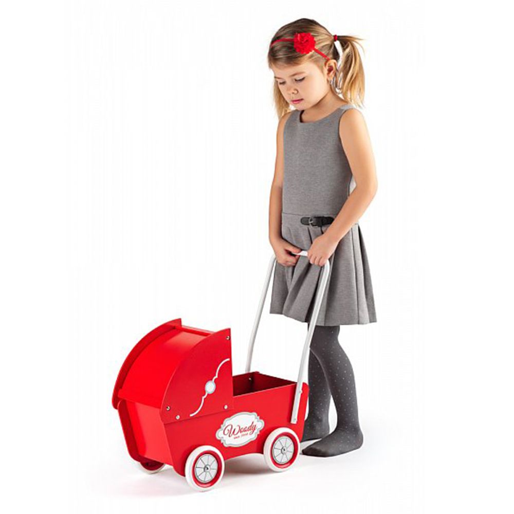 Дървена ретро количка за кукли