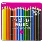 Цветни моливи в метална кутия, 24 бр.