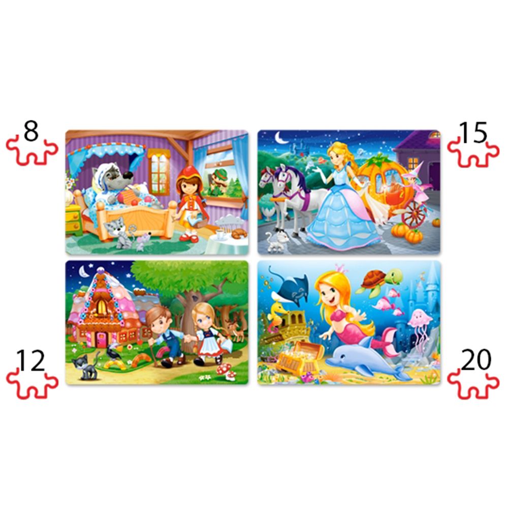Красиви приказки, пъзел с 8, 12, 15 и 20 елемента