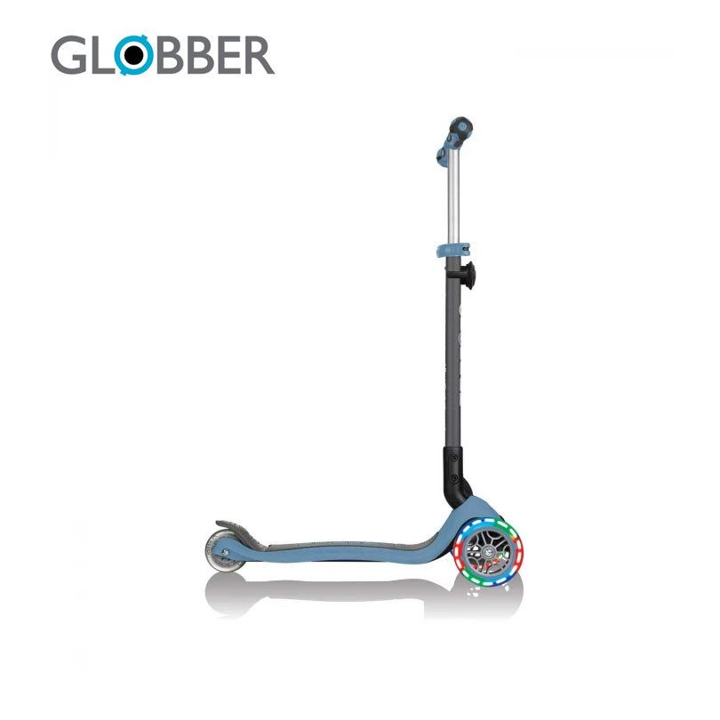 GLOBBER, Тротинетка с родителски контрол 5 в 1, GO UP Deluxe Lights - Пастелно синя