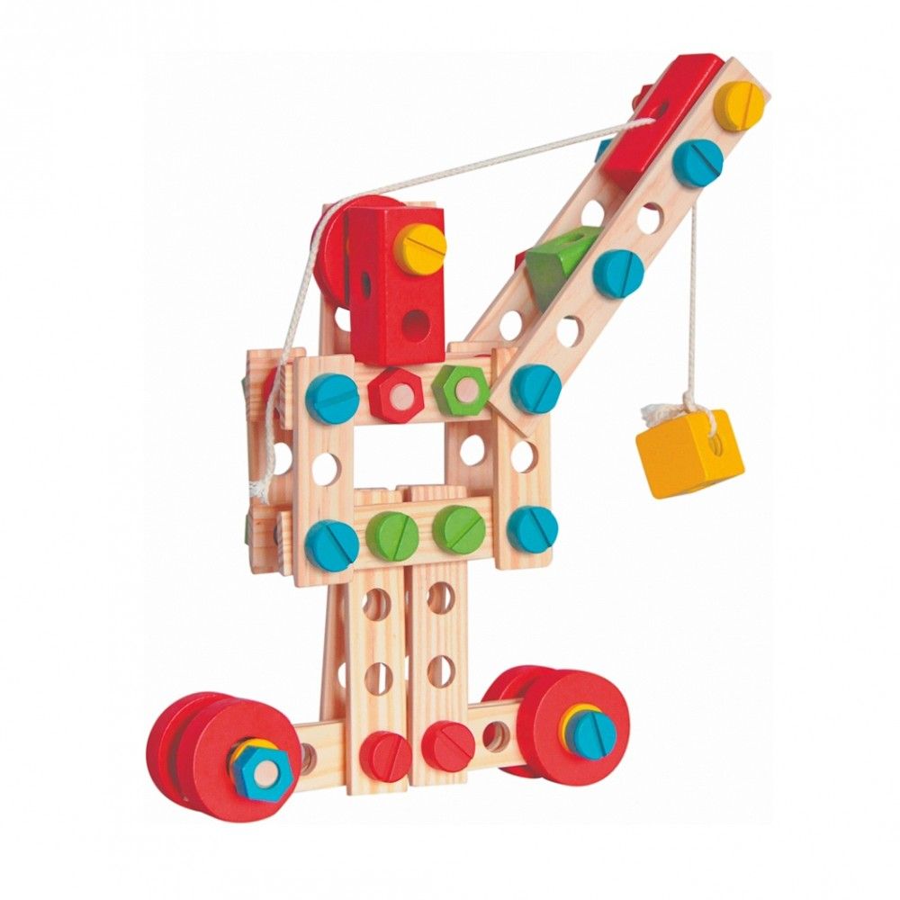 Дървен конструктор в кофа, 140 части