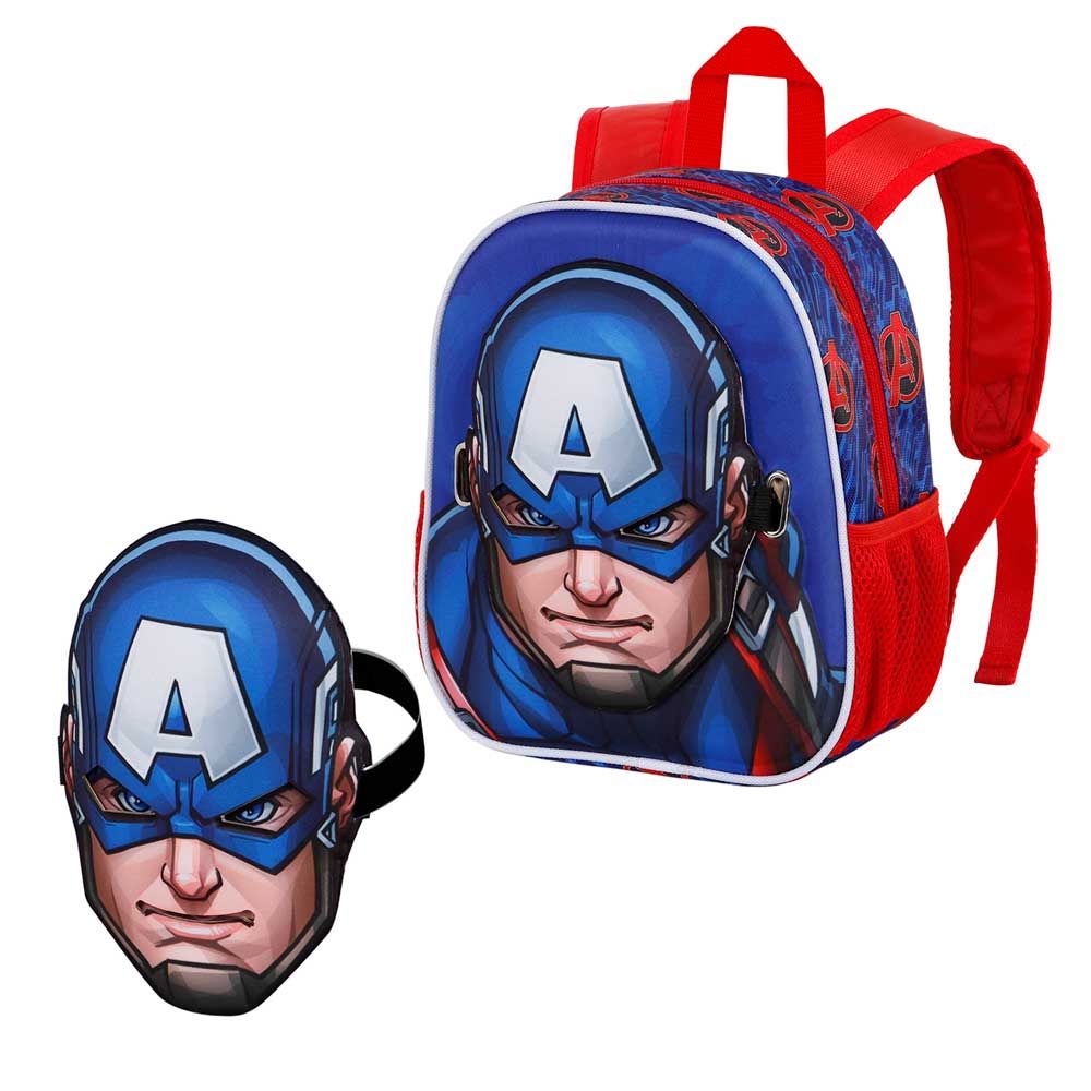 Mask Backpack, 3D детска раница с маска, Капитан Америка, Karactermania