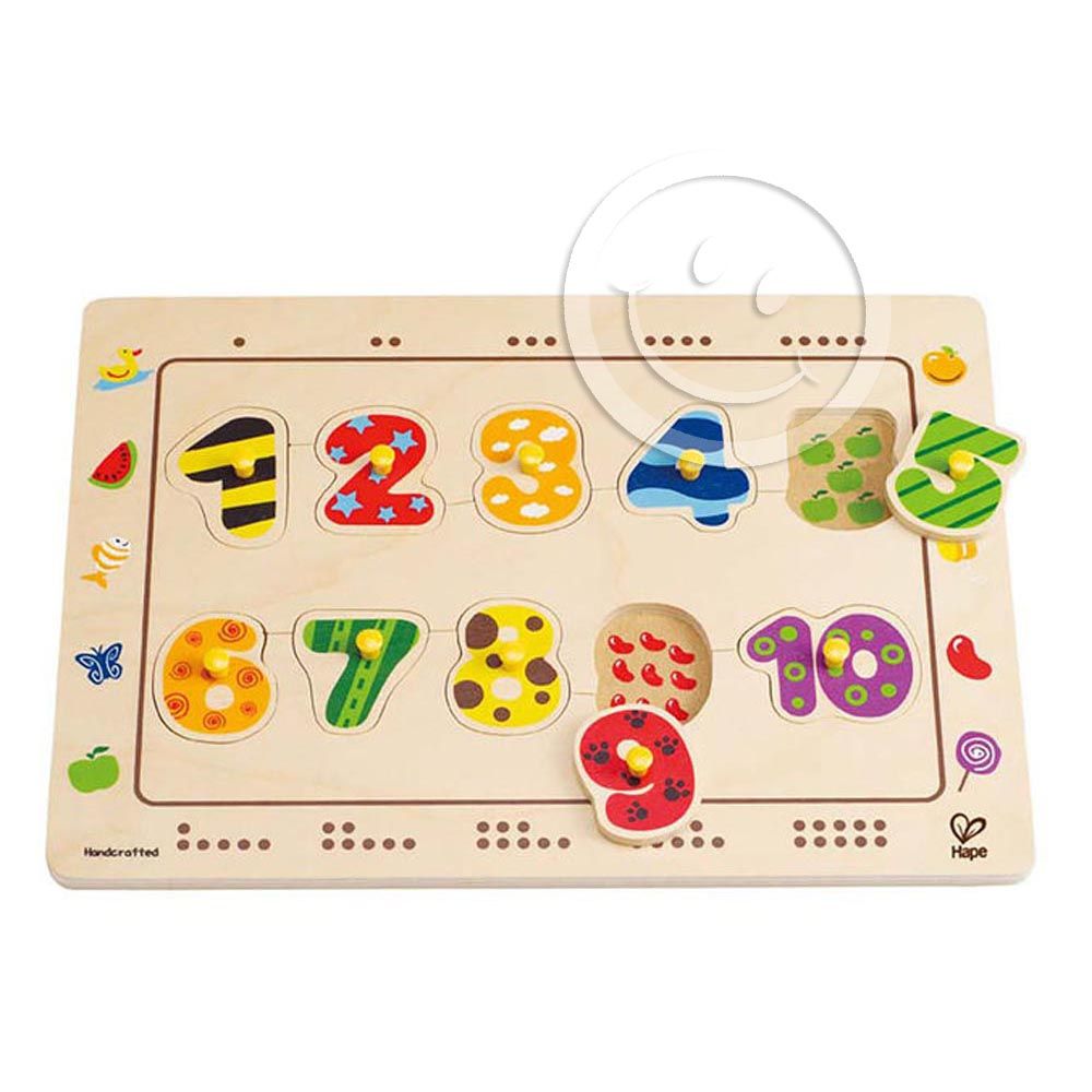 Hape, Дървен пъзел с дръжки, Цифри и множества