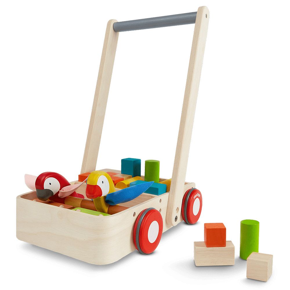 PlanToys, Дървена проходилка с конструктор, Шарени папагали