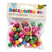 Кръгли дървени мъниста, 84 бр.