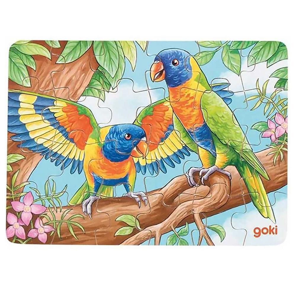 Мини дървен пъзел, Животните от джунглата, 24 части, асортимент