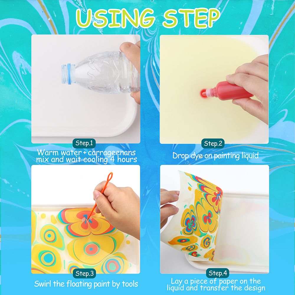 Комплект за рисуване, Мраморни картини, с 6 боички