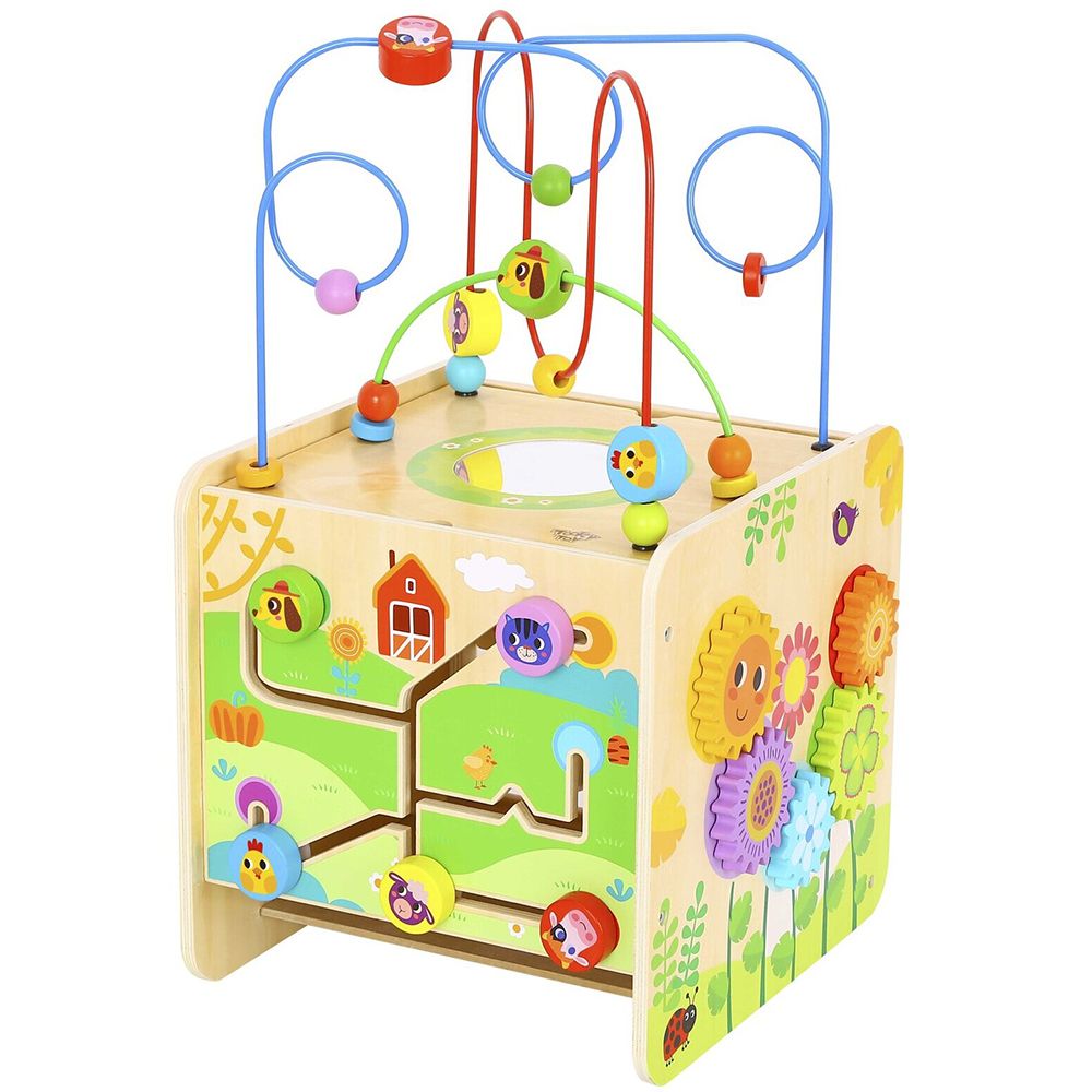 TookyToy, Голям дървен дидактически куб с активности, Ферма