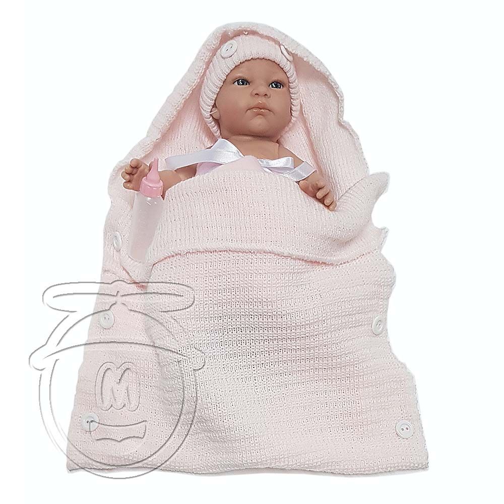LAMAGIK, Кукла-бебе Джени с плетено розово чувалче, 32 см