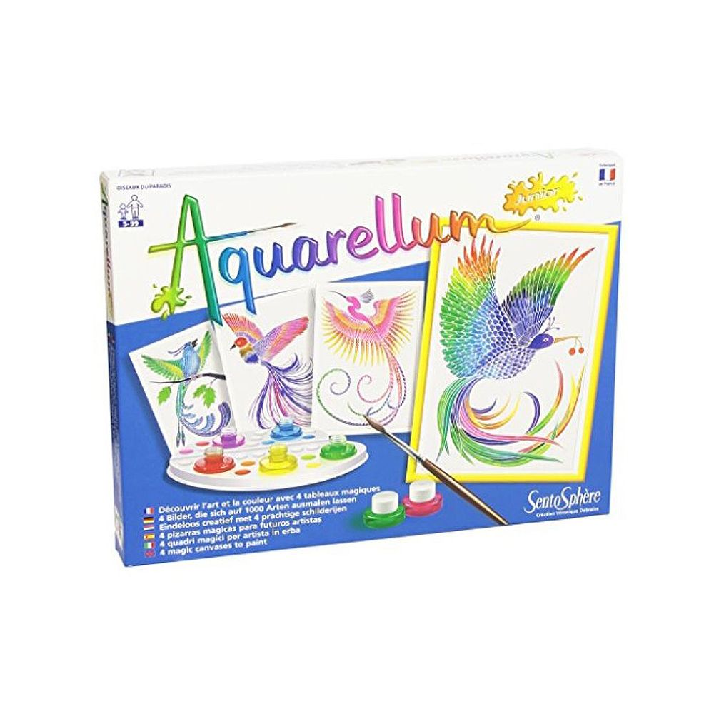 SentoSphere, Aquarellum Junior, Комплект за рисуване с акварелни бои, Райски птици