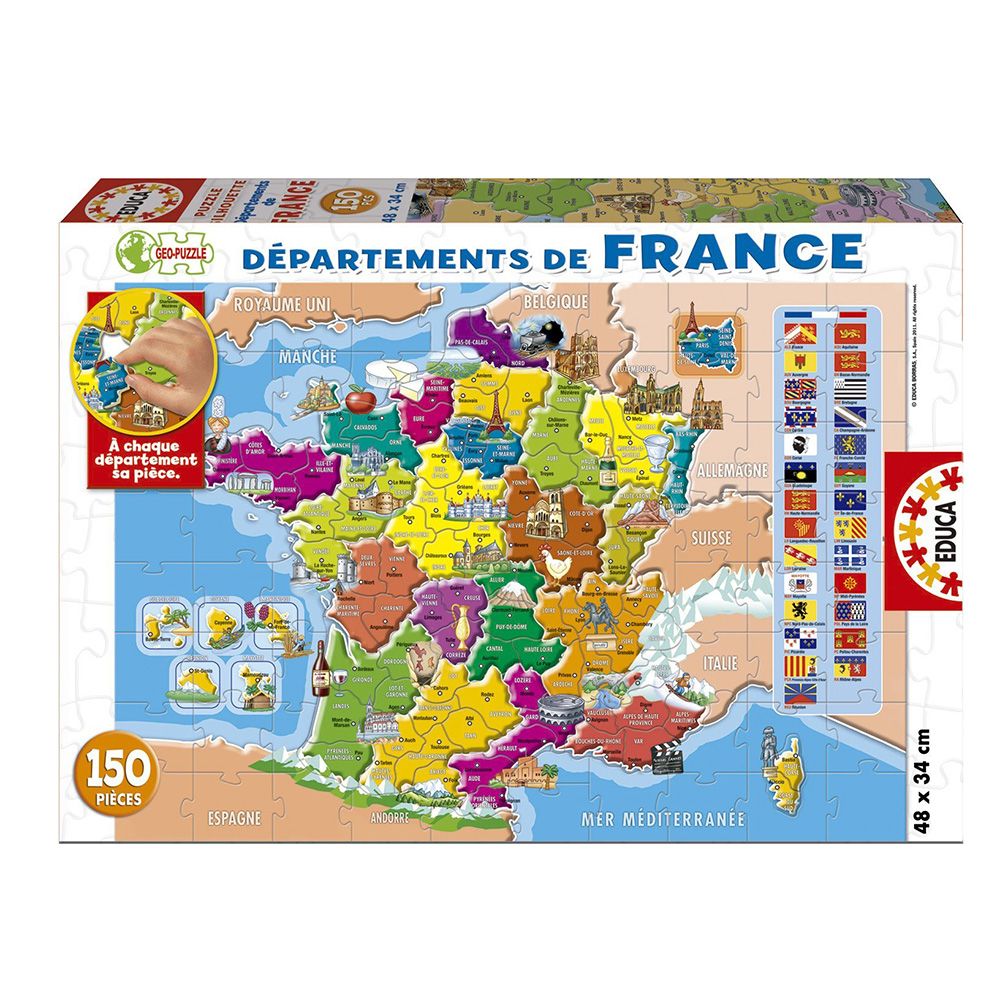 Educa, Карта на Франция, пъзел с 150 части