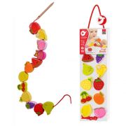 Комплект дървени фигурки за нанизване, Плодове