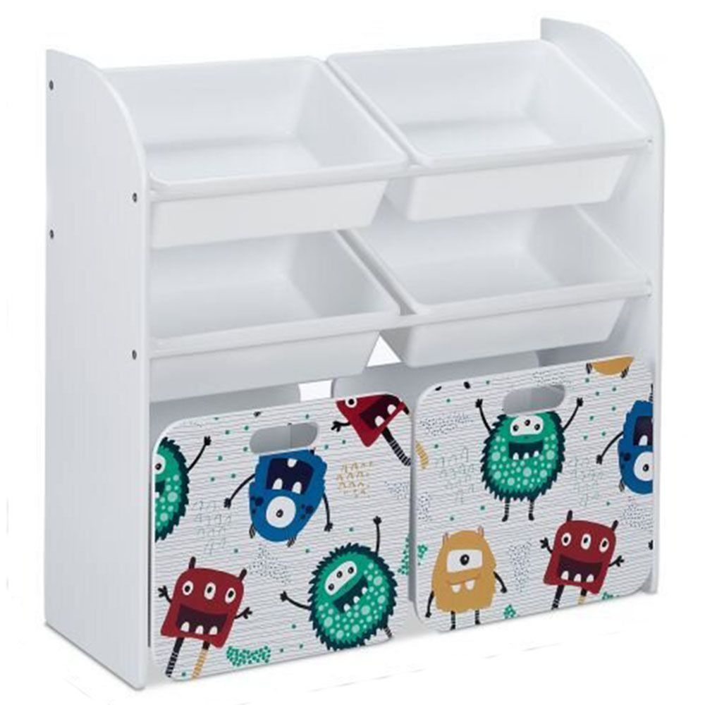 Albus, Детски стелаж-органайзер 6 кутии и колела, Чудовища