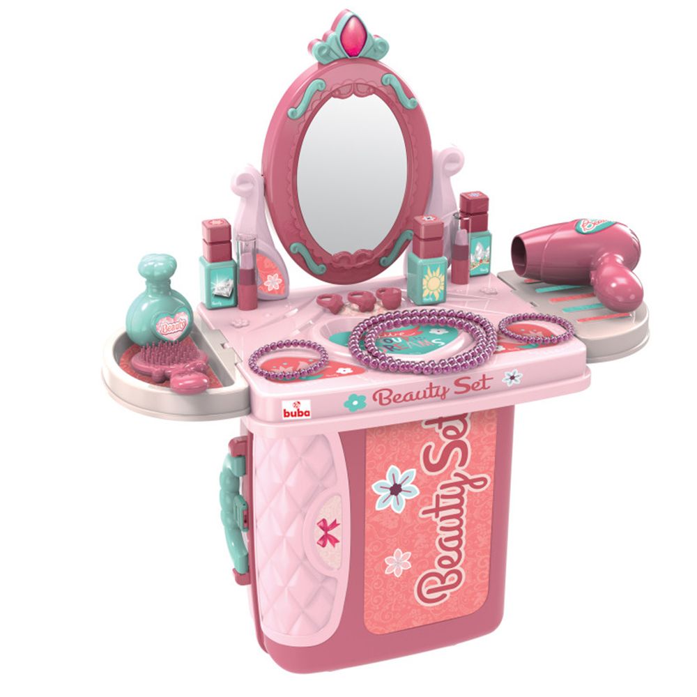 Розова детска тоалетка, куфар